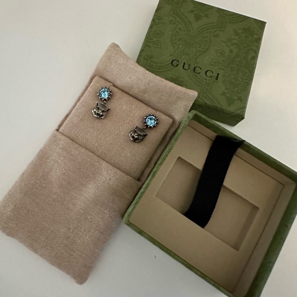 Gucci crystal Feline heads stub Earrings - Picture 3 of 4